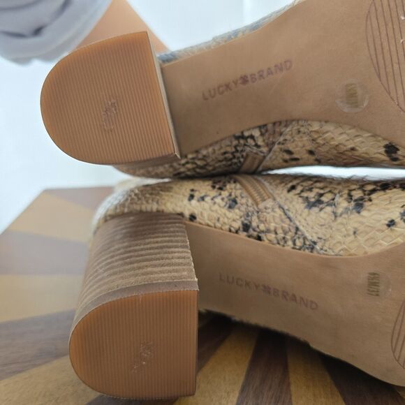 Lucky Brand Sheirin Ankle Boots Booties US 6.5 Womens Snakeskin Leather Zip Up - Picture 9 of 12